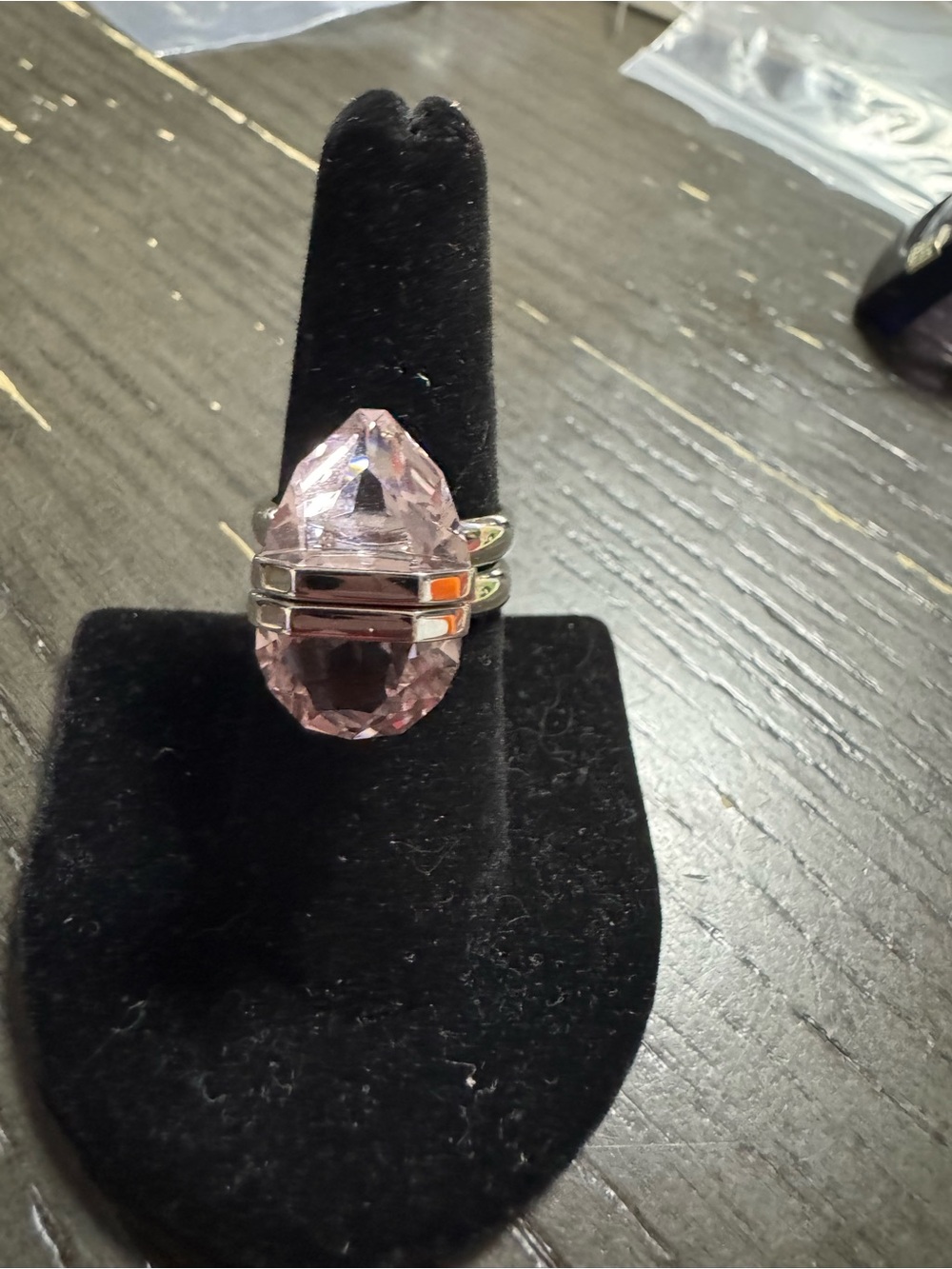 Swarovski size 8 Pink Teardrop Crystal Ring - Women Jewelry